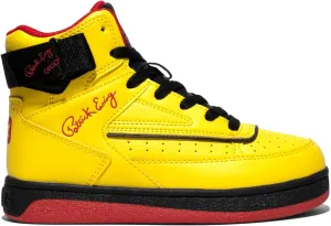 PATRICK EWING ATHLETICS KIDS PRE-SCHOOL 33 HI Orion Yellow/Black/Red – Retro Style, Reversible Ankle Strap, Durable Synthetic Upper