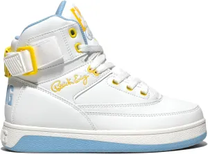PATRICK EWING Athletics Women's 33 HI Orion Sneakers – White/Sky Blue/Yellow, Iconic Retro Design, Vegan Upper