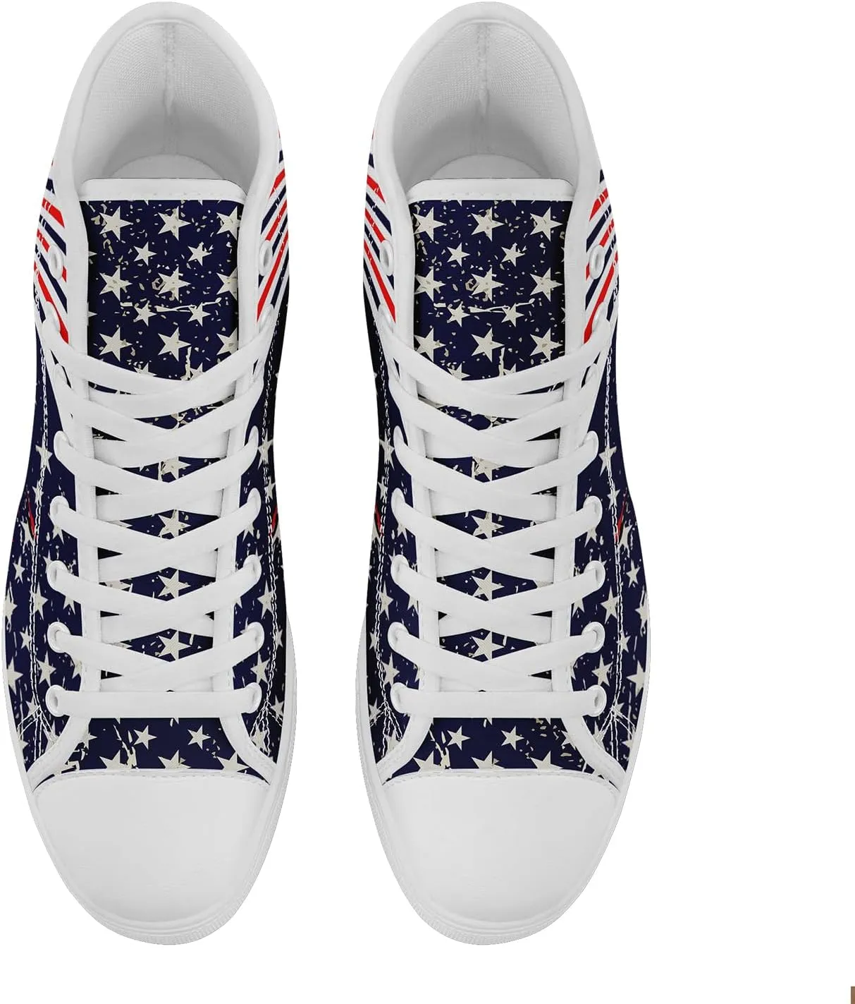 Patriotic American Flag High Top Canvas Shoes, Lightweight Lace-Up Fashion Sneakers, Casual Walking Shoes for Men & Women