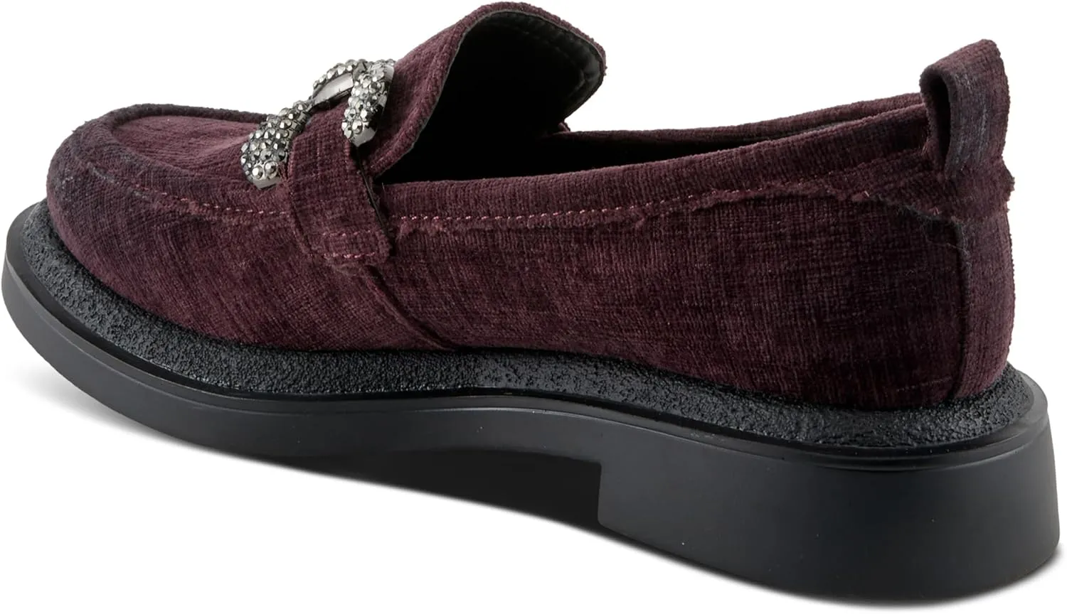 PATRIZIA Women's Marlen Velvet Loafers with Metal Ornamentation, Crystal Details, and Comfortable Fit