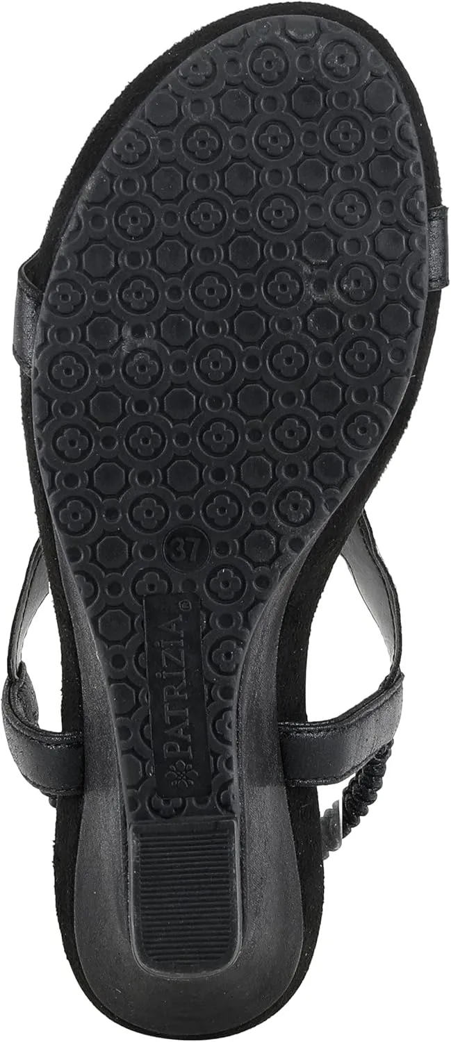 PATRIZIA Women’s Shining Slip-On Wedge Sandals – Crystal Embellished Cut-Out Design ladies slides with Comfy Silky Wrap and Flexible Rubber Sole