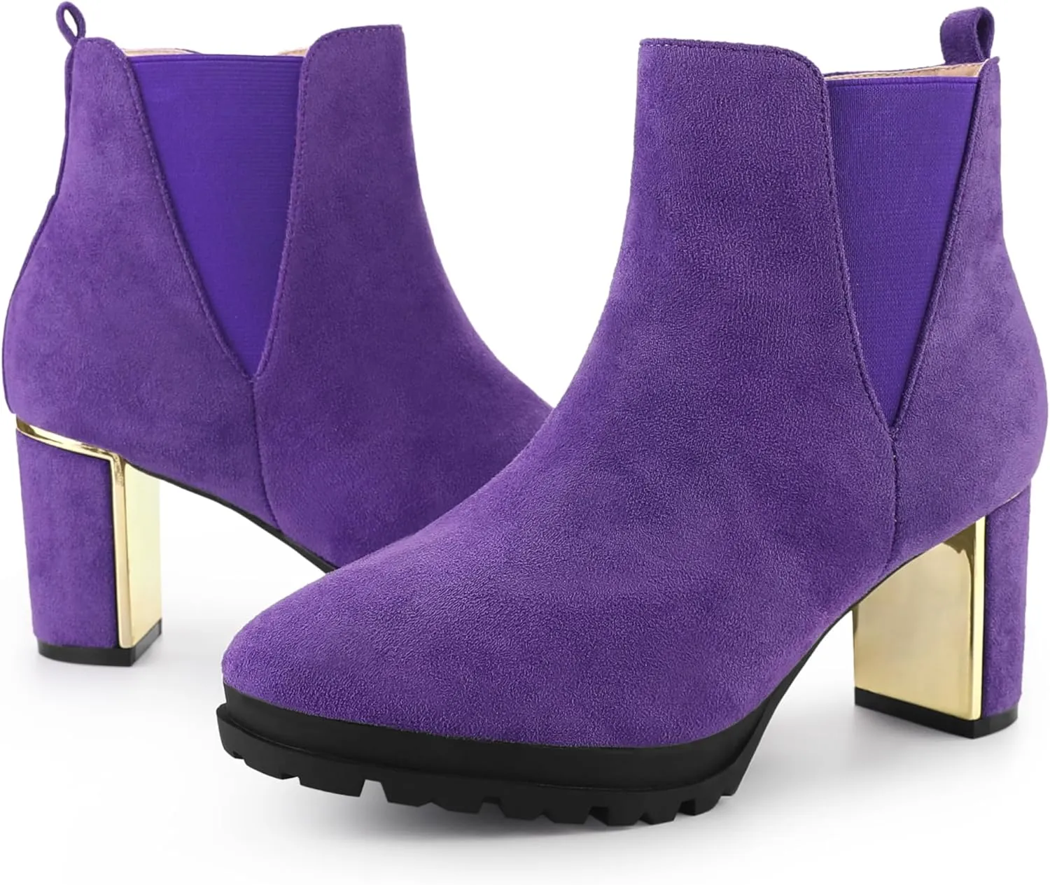 Perphy Platform Chelsea Boot Round Toe Chunky Heels Ankle Boots for Women
