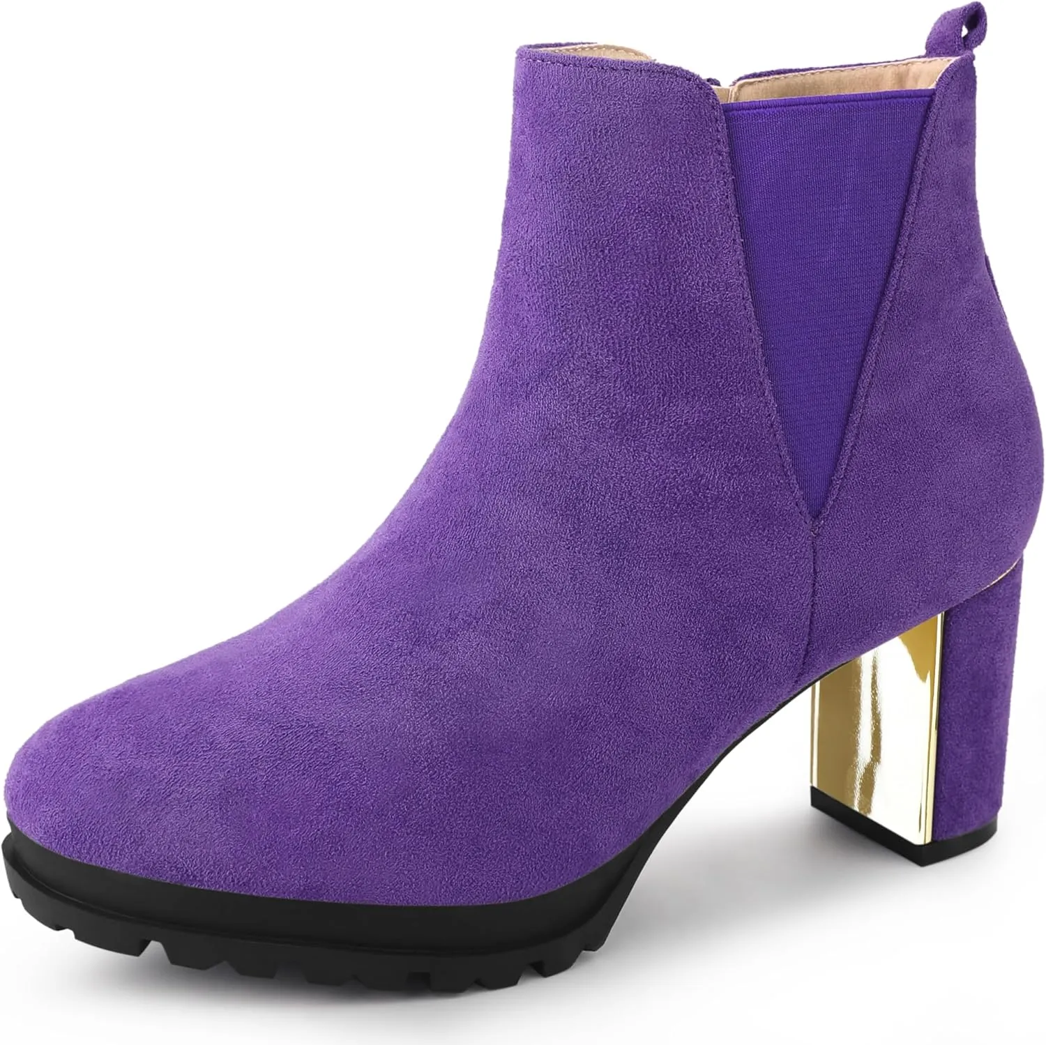 Perphy Platform Chelsea Boot Round Toe Chunky Heels Ankle Boots for Women