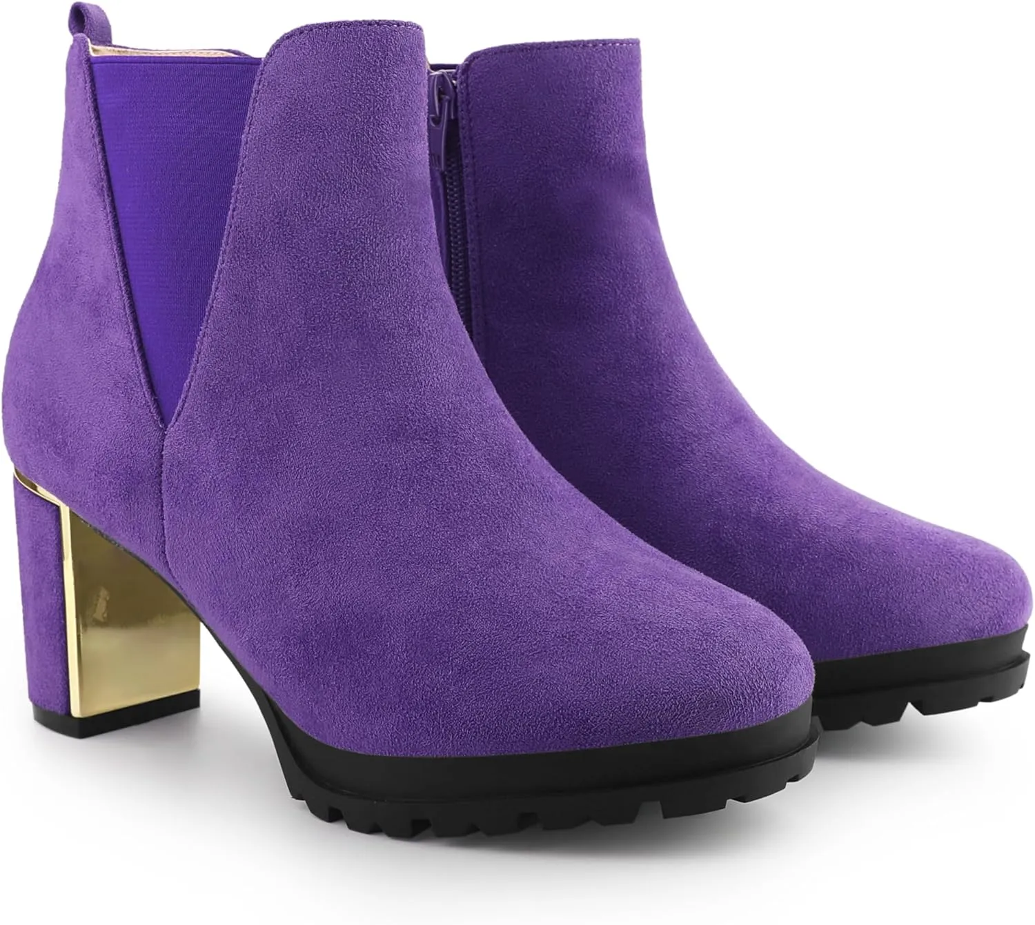 Perphy Platform Chelsea Boot Round Toe Chunky Heels Ankle Boots for Women