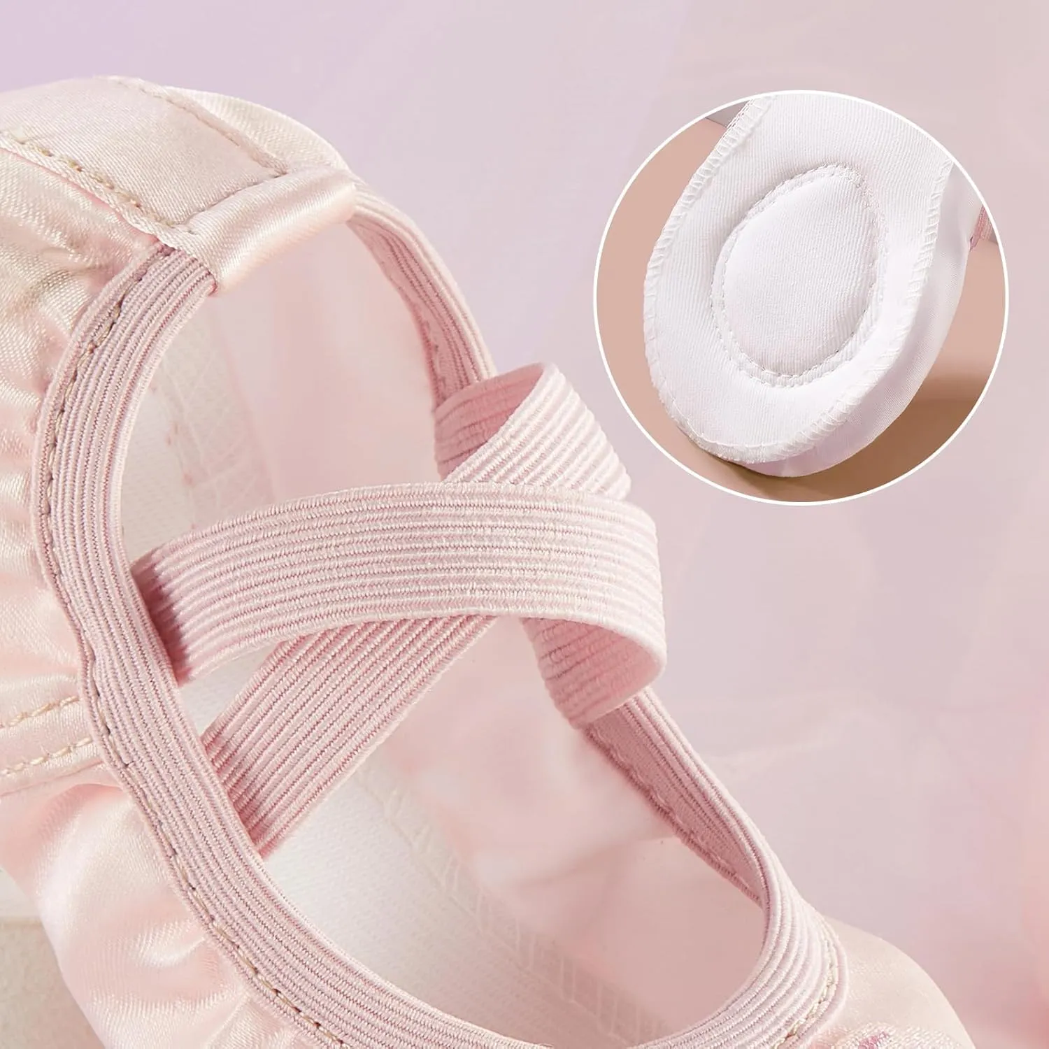Phineein Enchanting Butterfly Ballet Shoes for Girls Ballerina Flats for Kids Dance - Soft Satin, Split Sole
