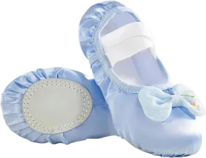 Phineein Enchanting Butterfly Ballet Shoes for Girls Ballerina Flats for Kids Dance - Soft Satin, Split Sole