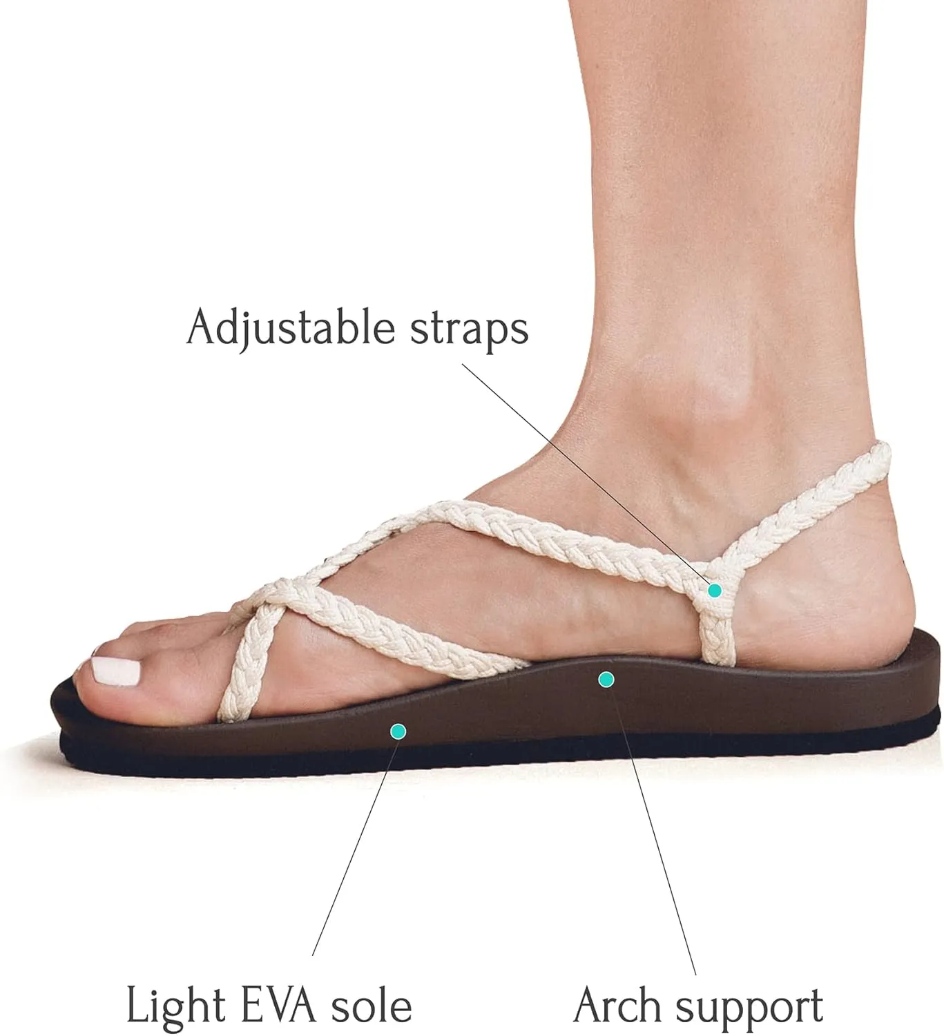 Plaka Lagoon Arch Support Sandals for Women - Comfort Collection, Strappy Braided & Water-Resistant Design - Ideal for Walking, Beach & Summer Use - Patented Sole