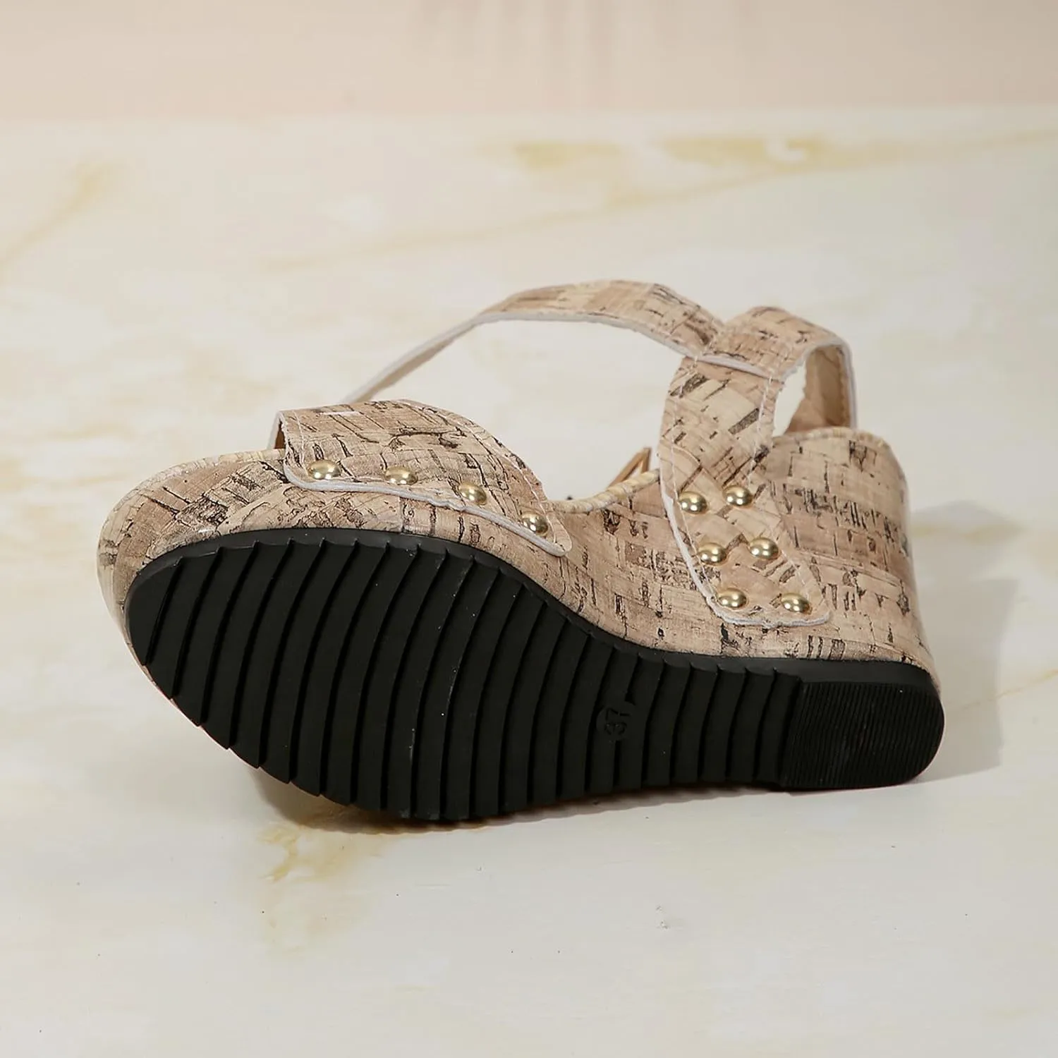 Platform Wedge Sandals for Women Open Toe Buckle Ankle Strap Nude Wedge Sandals Summer Dress Shoes Lightweight Wide Width Boho Beach Sandals