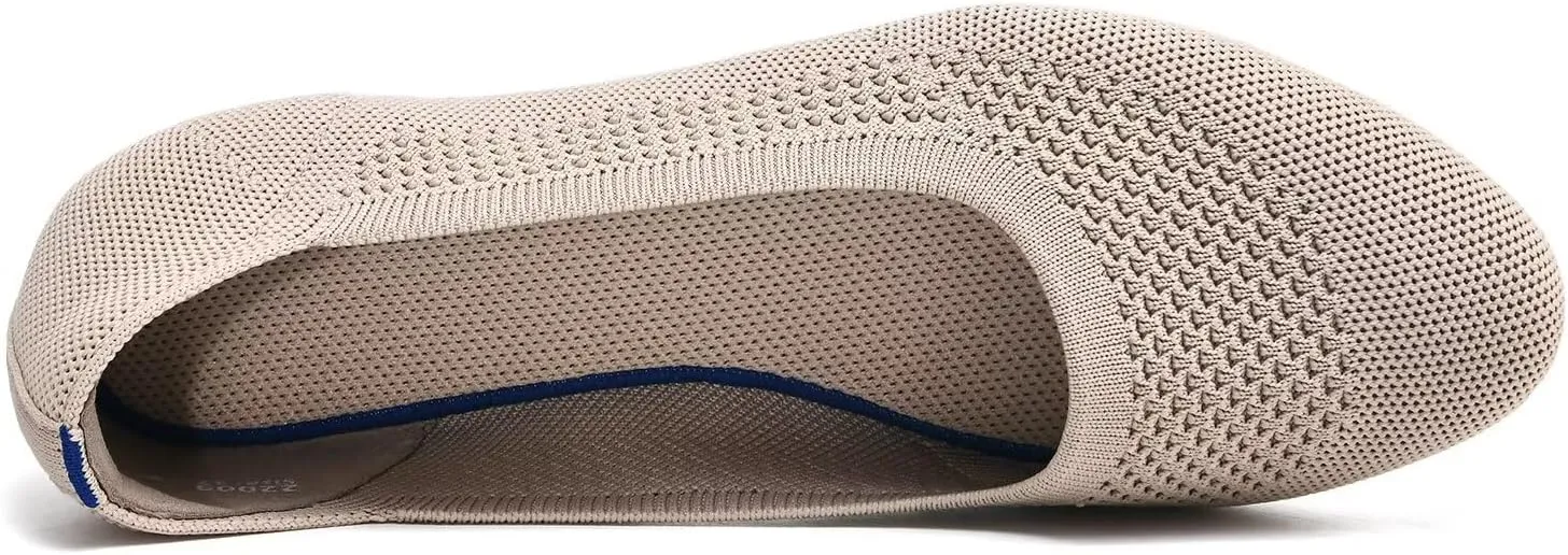 poemlady Women’s Ballet Flat Shoes Dress Shoes Knit Round Toe Slip On Ballerina Walking Flats Shoes for Woman Low Wedge Casual