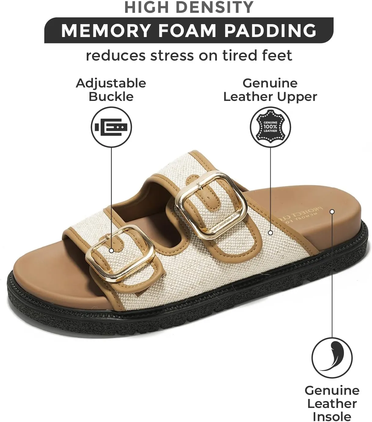 Project Cloud Platform Sandals Women Footwear - Comfortable Summer Slides Memory foam Insole with Adjustable Straps - Casual Wear Womens Sandals