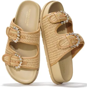 Project Cloud Platform Summer Sandals for Women 2025 - Comfortable and Adjustable Straps Summer Slides with Memory Foam Insole - Non-Slip Casual Womens Sandals