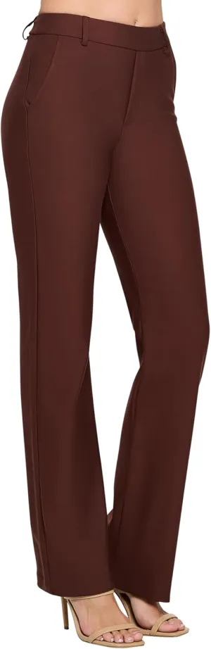 Prolific Health Women's Pull-On Ponte Pants – High Waist Slim or Flared Trousers with Tummy Control for Work or Casual Wear