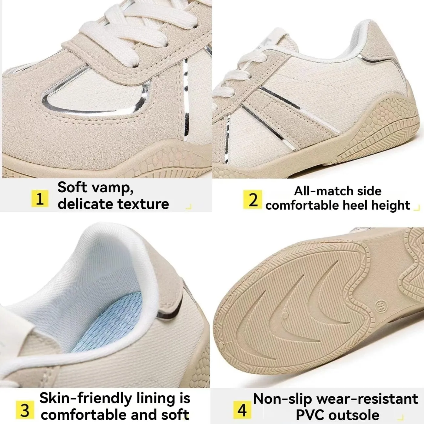 Retro Tennis Shoes for Women & Girls Anti-Slip Lace Up Sneakers Lightweight Casual Walking Shoes