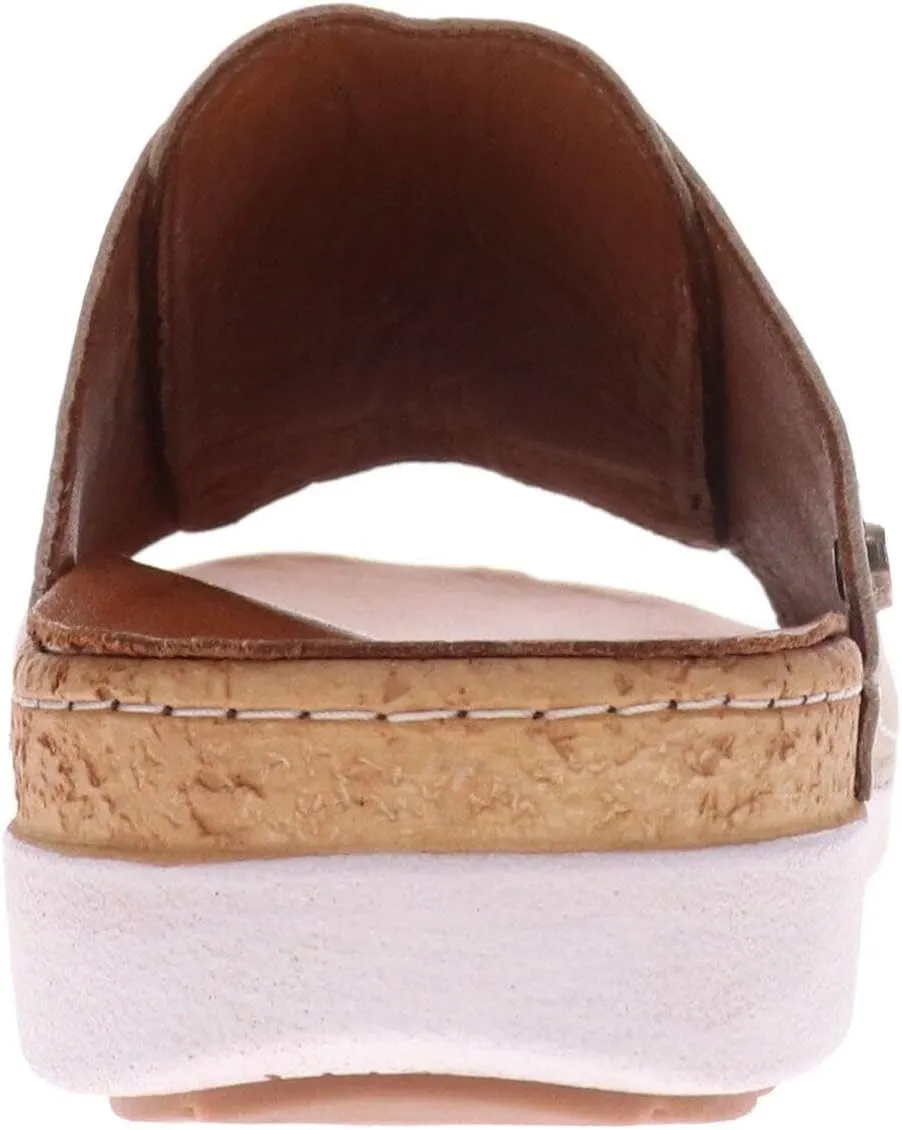 Revere Antalya Women's Slide Sandal - Premium Leather - Adjustable Elastic Detail - Arch Support - Removable Footbed