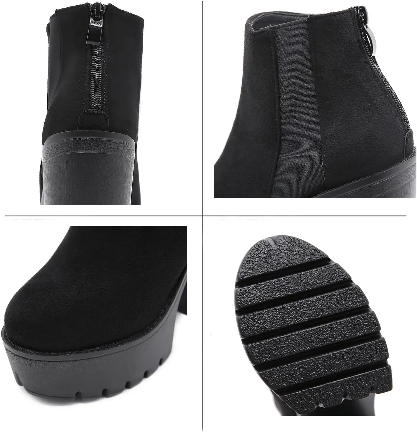 Roimaash Stylish Platform Ankle Boots Chunky Heels Goth Booties
