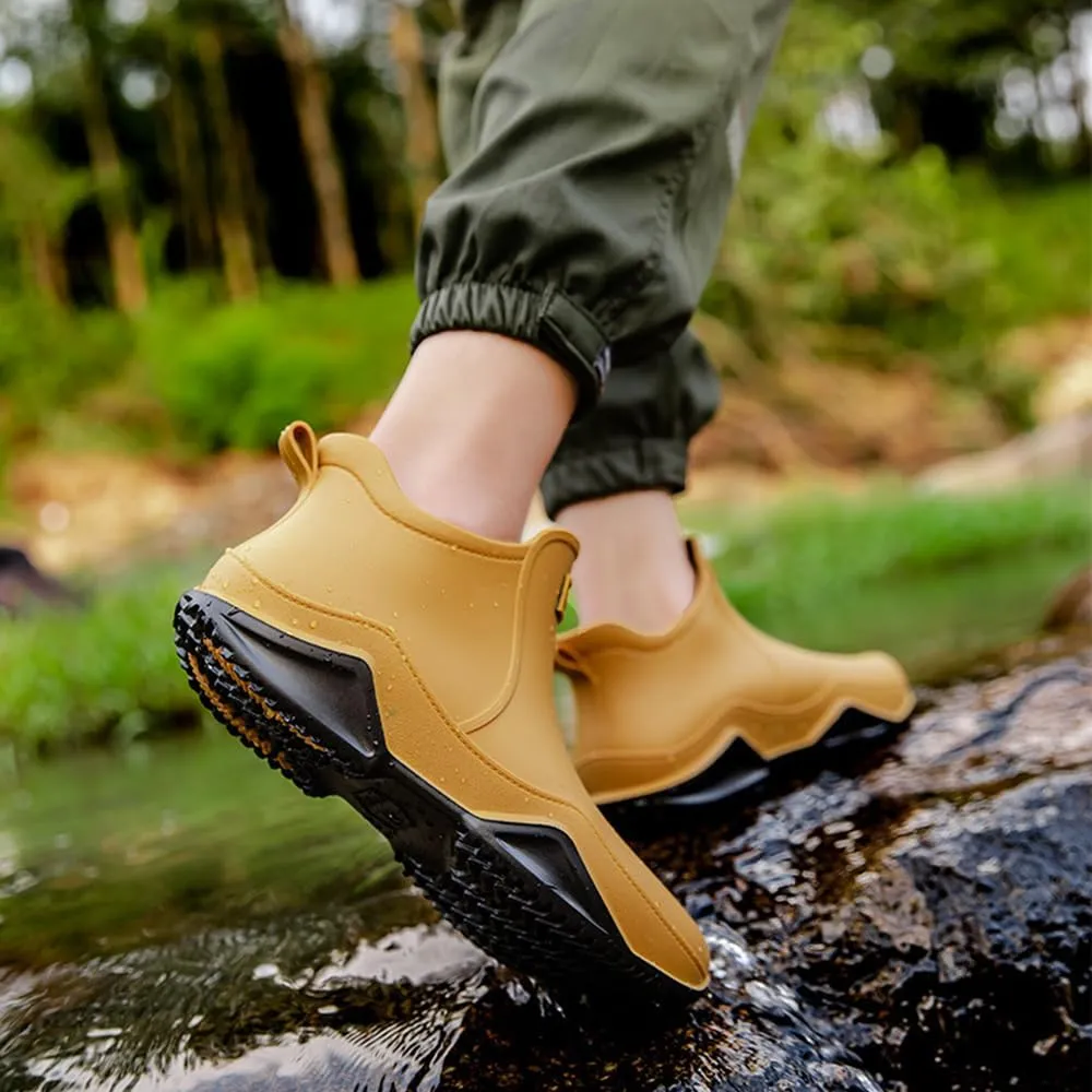 Rojeam Womens Mens Rain Boots Waterproof Rubber Chelsea Shoes Outdoor Walking Water Shoes Ankle Boots