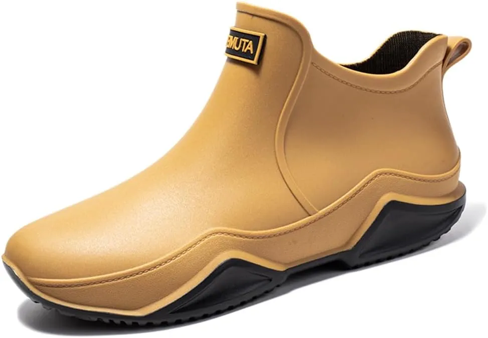 Rojeam Womens Mens Rain Boots Waterproof Rubber Chelsea Shoes Outdoor Walking Water Shoes Ankle Boots