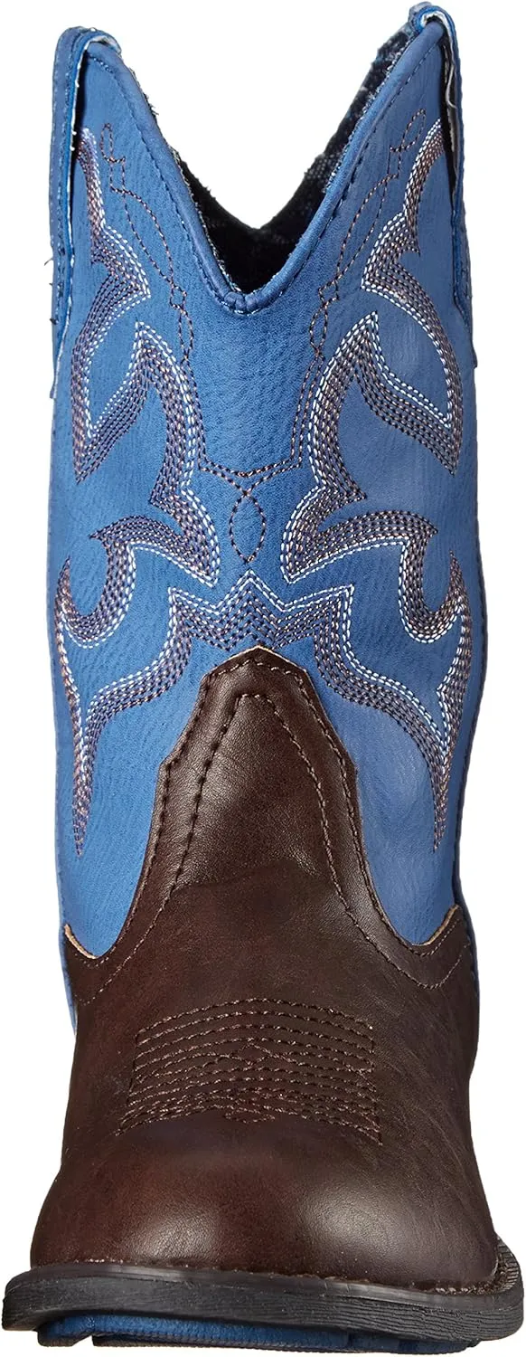 ROPER Kids Boys Lightning Embroidery Round Toe Casual Boots Mid Calf - Blue, Brown