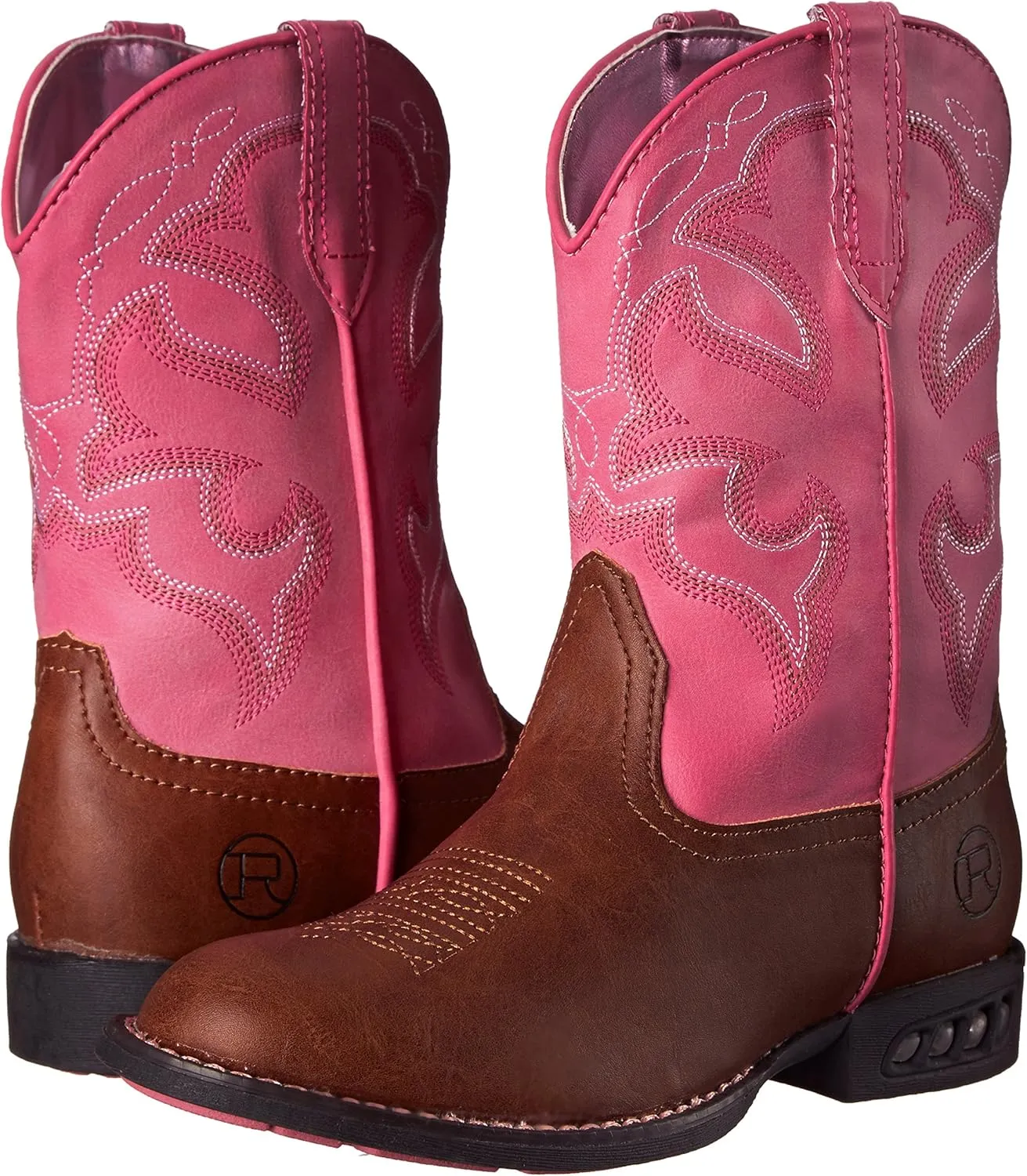 ROPER Kids Boys Lightning Embroidery Round Toe Casual Boots Mid Calf - Blue, Brown