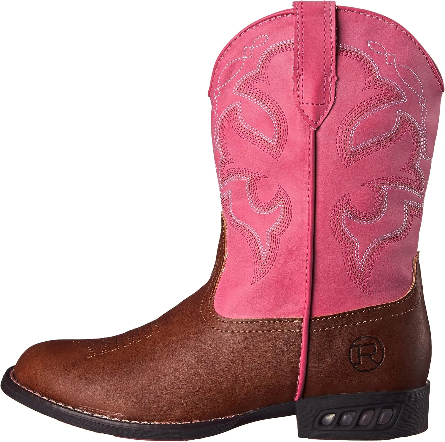 ROPER Kids Boys Lightning Embroidery Round Toe Casual Boots Mid Calf - Blue, Brown