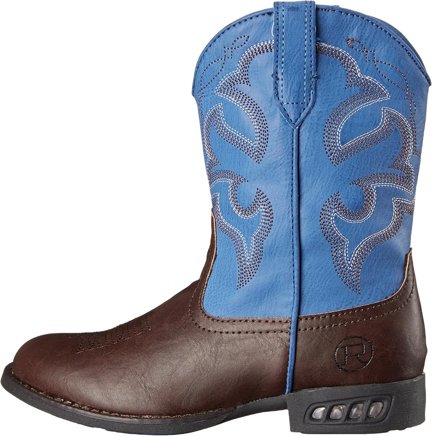 ROPER Kids Boys Lightning Embroidery Round Toe Casual Boots Mid Calf - Blue, Brown