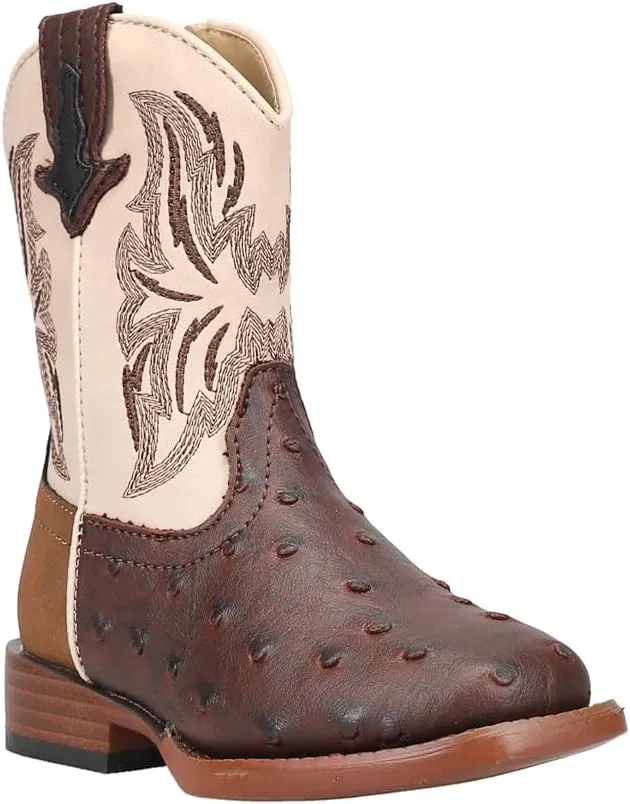 ROPER Toddler Boys Dalton Embroidered Square Toe Casual Boots Mid Calf - Brown