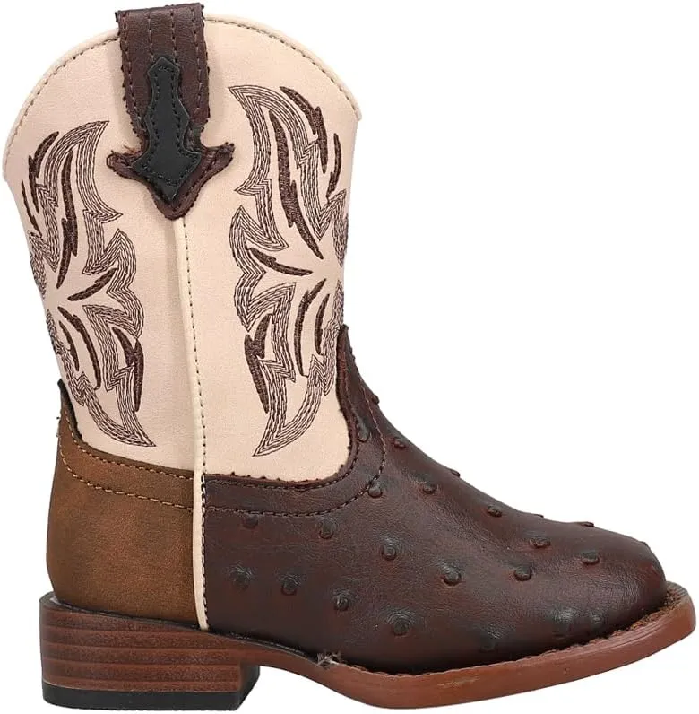 ROPER Toddler Boys Dalton Embroidered Square Toe Casual Boots Mid Calf - Brown