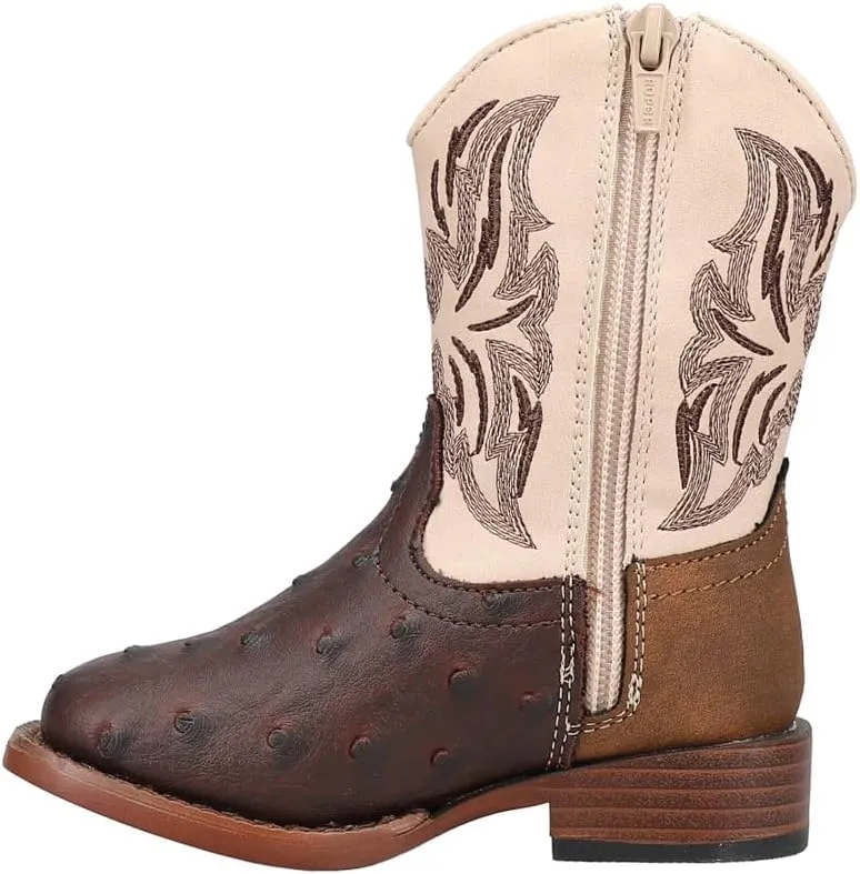 ROPER Toddler Boys Dalton Embroidered Square Toe Casual Boots Mid Calf - Brown
