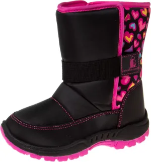 Rugged Bear Girls Snow Boot, Blk/Fuchsia, 6 Toddler