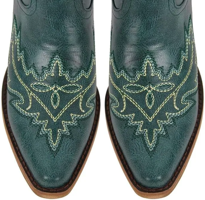sexytag Cowboy Boots for Women Knee High Cowgirl Boots Wide Calf Embroidered Western Boots