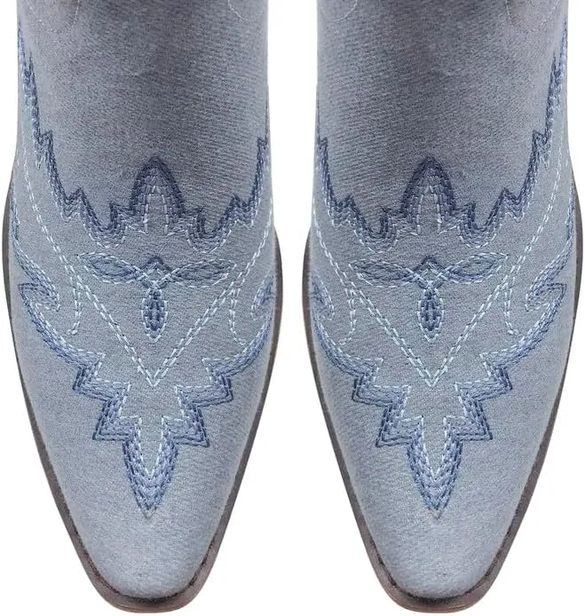 sexytag Cowboy Boots for Women Knee High Cowgirl Boots Wide Calf Embroidered Western Boots
