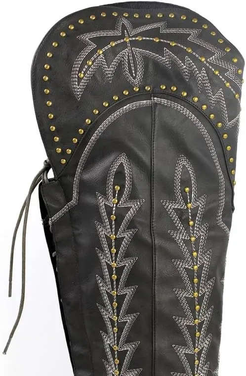sexytag Cowgirl Boots Thigh High Wide Calf Embroidered Western Cowboy Boots