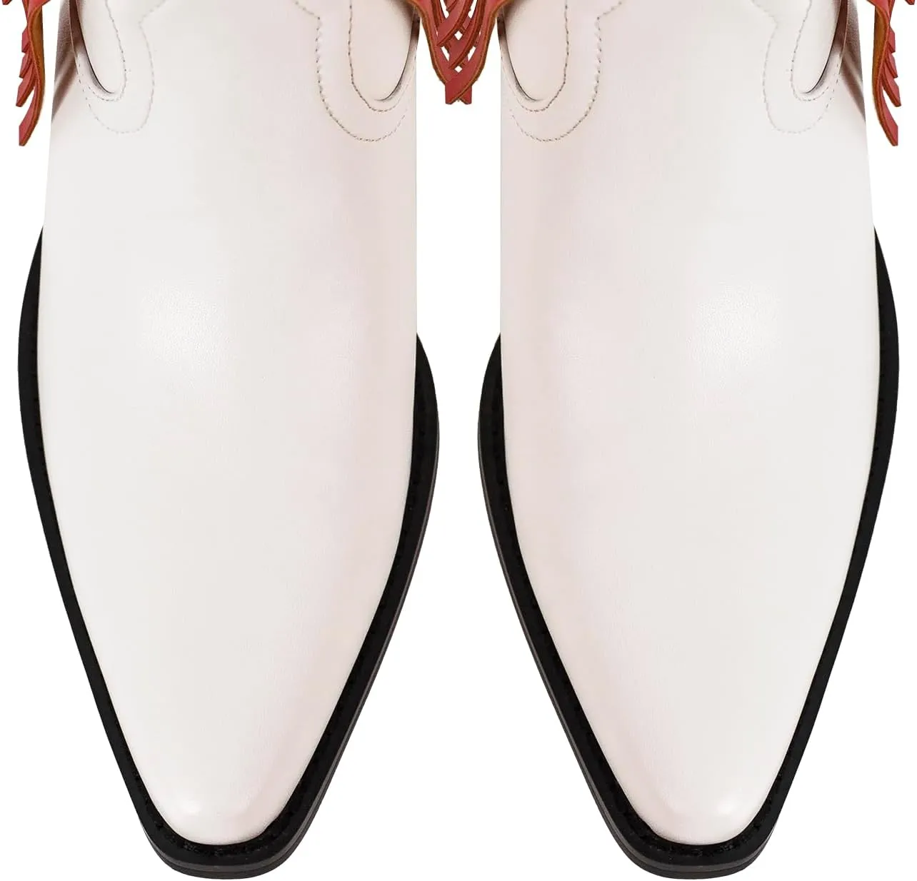sexytag Fringe Cowgirl Boots Rhinestone Star Cowboy Boots for Women with Tassels Pointed Toe Pull On Western Mid Calf Boots