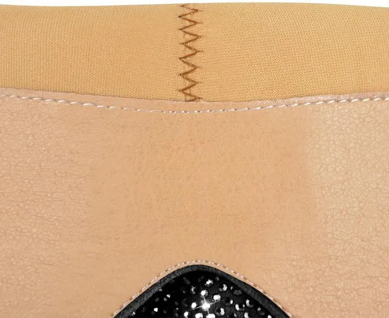 sexytag Rhinestone Boots for Women Knee High Chunky Low Heel Mid-calf Boots Pointed Toe Pull-On Ankle Booties