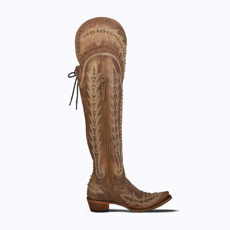 sexytag Western Cowboy Boots for Women Embroidered Thigh High Cowgirl Boots