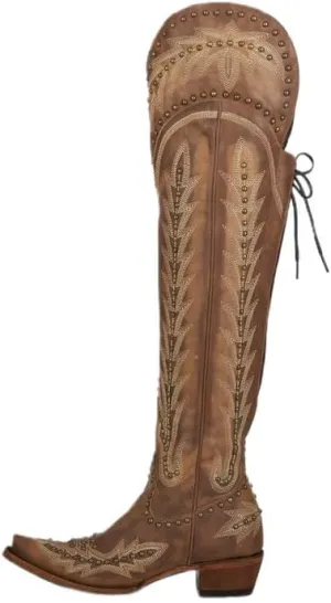 sexytag Western Cowboy Boots for Women Embroidered Thigh High Cowgirl Boots