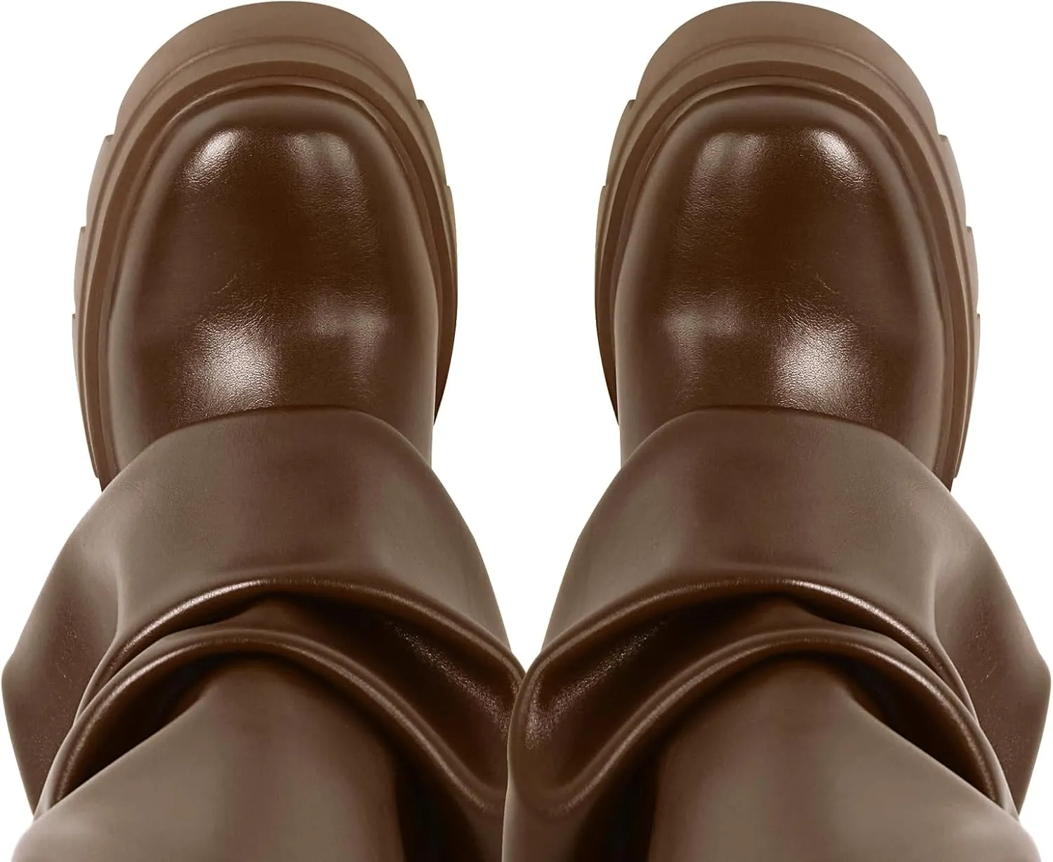 sexytag Women's Metallic Boots Slouchy Foldover Platform Round Toe Western Pull-On Fashion Boots