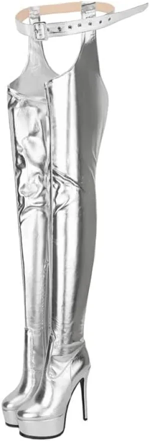 sexytag Women's Sexy Thigh High Boots Belted Platform Fashion Over The Knee Stiletto Heels Long Boots