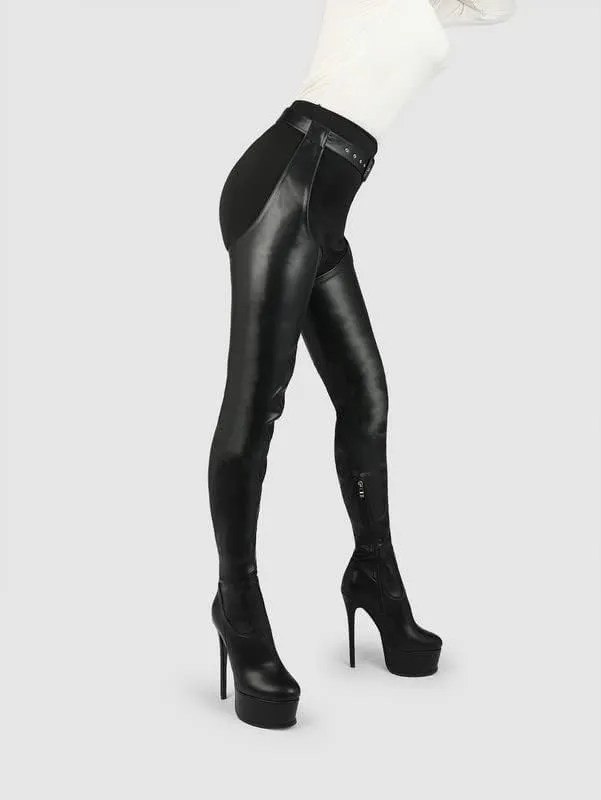 sexytag Women's Sexy Thigh High Boots Belted Platform Fashion Over The Knee Stiletto Heels Long Boots