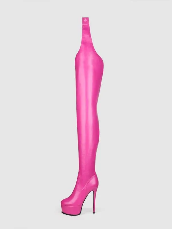 sexytag Women's Sexy Thigh High Boots Belted Platform Fashion Over The Knee Stiletto Heels Long Boots