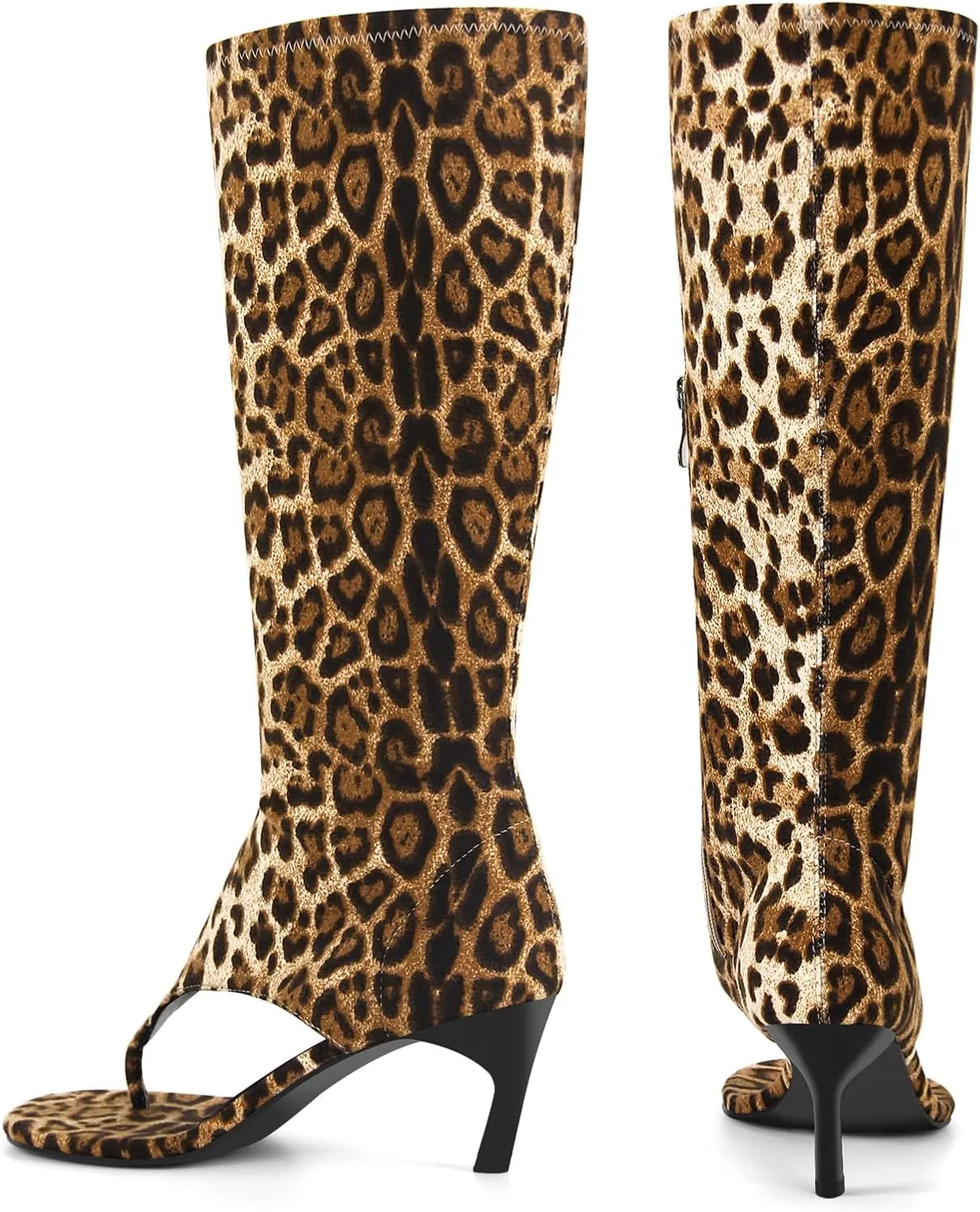 sexytag Women's Thong Sandals Open Toe Knee High Kitten Heels Sandal Boots
