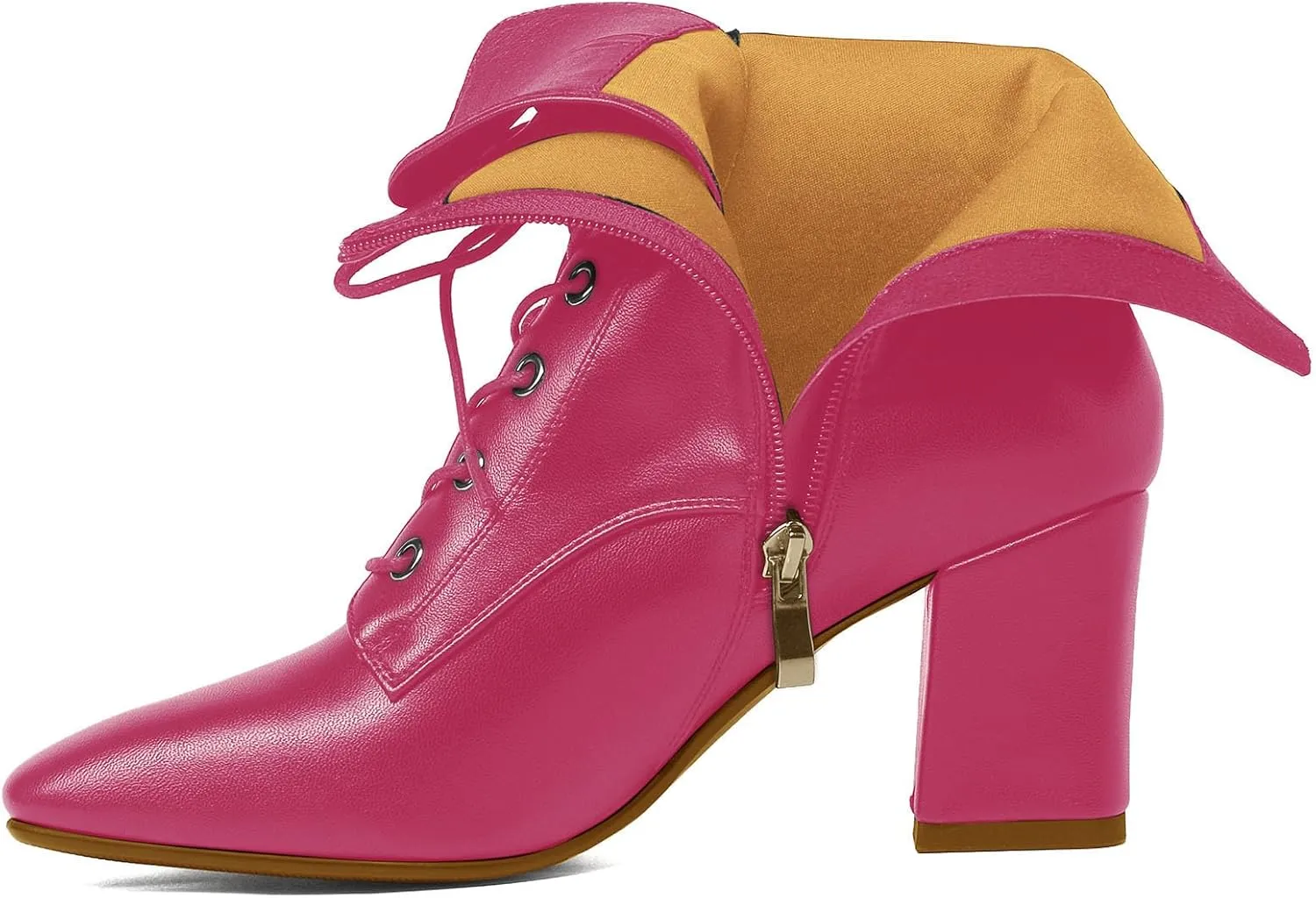 SHEMEE Women's Block Heels Ankle Booties Square Toe Chunky Heel Side Zipper Short Boots