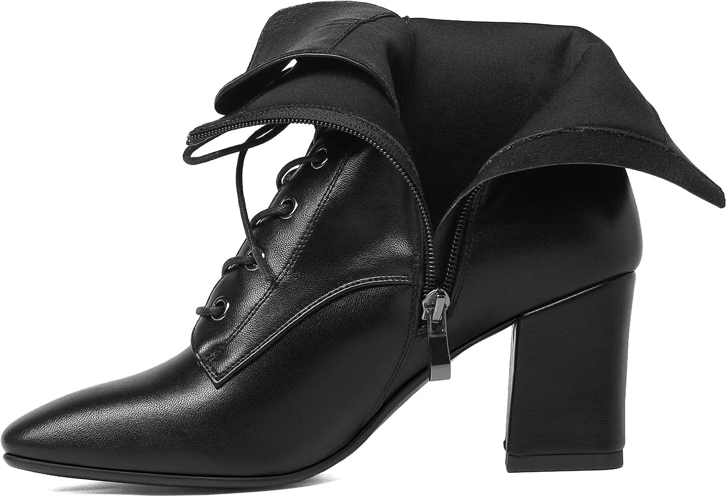SHEMEE Women's Block Heels Ankle Booties Square Toe Chunky Heel Side Zipper Short Boots