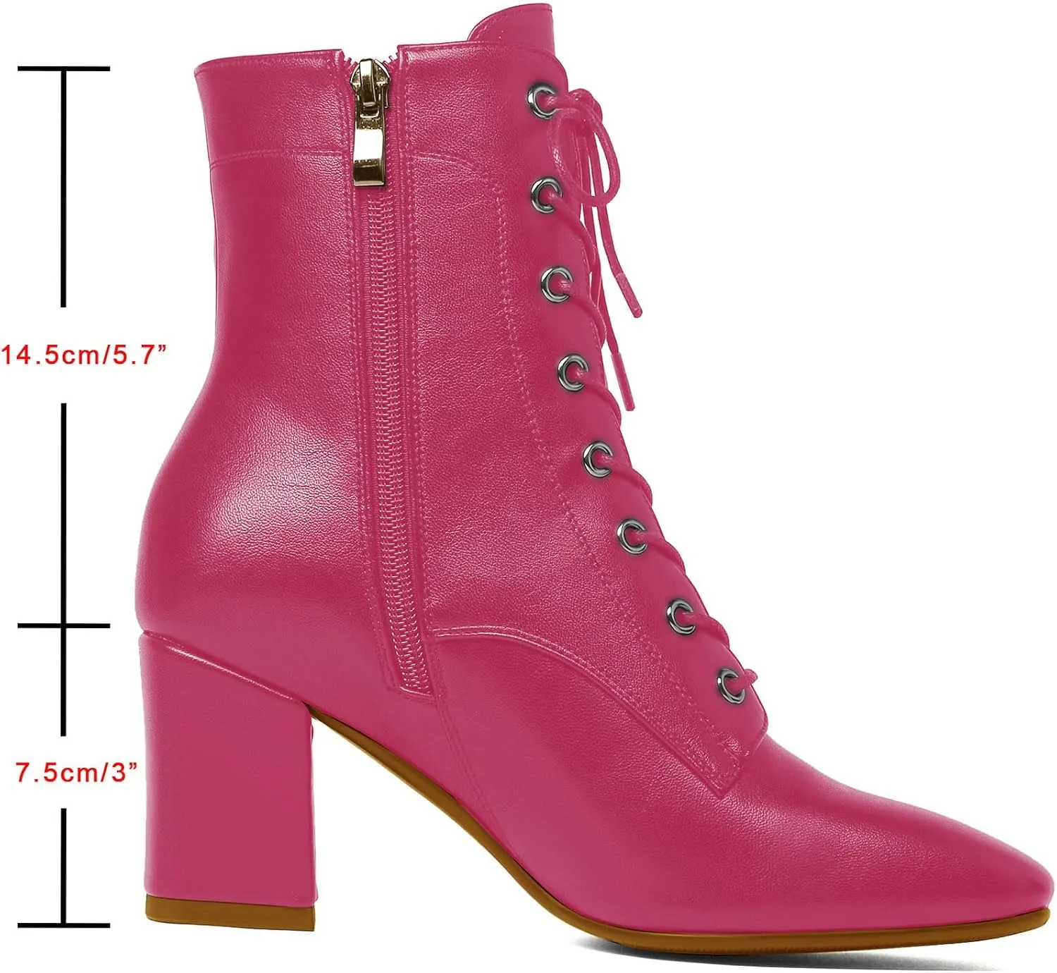 SHEMEE Women's Block Heels Ankle Booties Square Toe Chunky Heel Side Zipper Short Boots