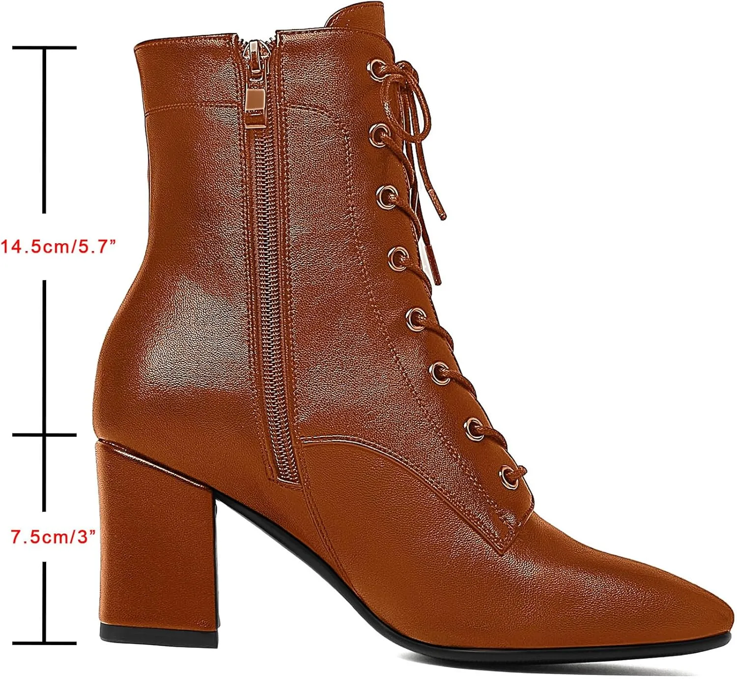 SHEMEE Women's Block Heels Ankle Booties Square Toe Chunky Heel Side Zipper Short Boots