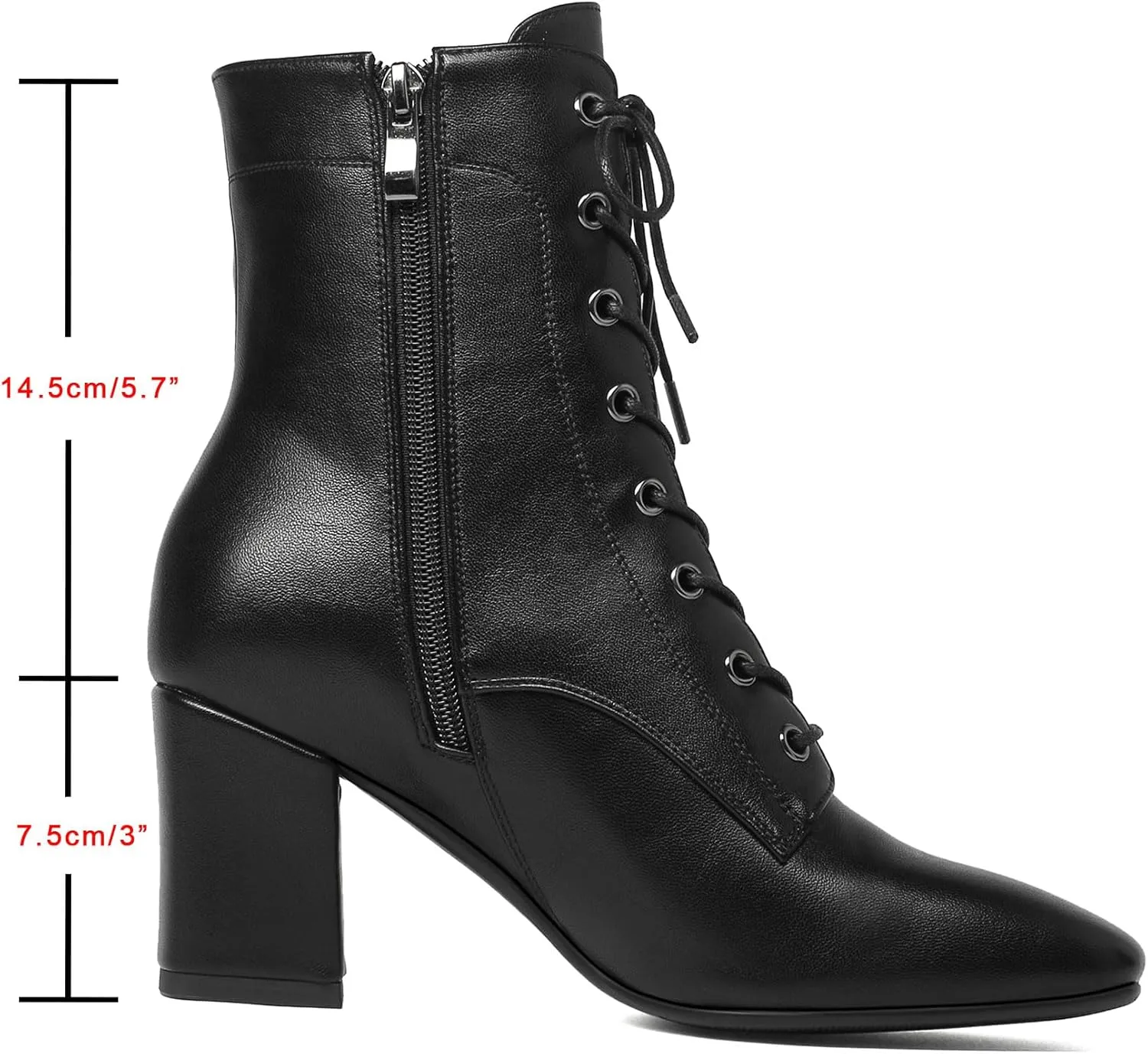 SHEMEE Women's Block Heels Ankle Booties Square Toe Chunky Heel Side Zipper Short Boots