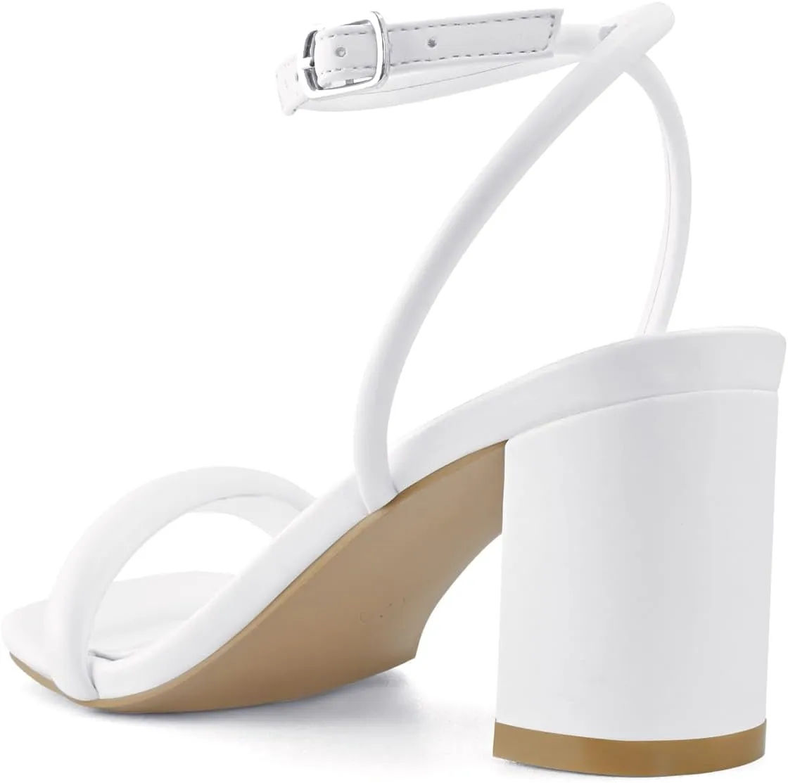 Shoe'N Tale Chunky Heels for Women Block Strappy Heeled Sandals Ankle Buckle Square Toe Comfortable Dressy Shoes