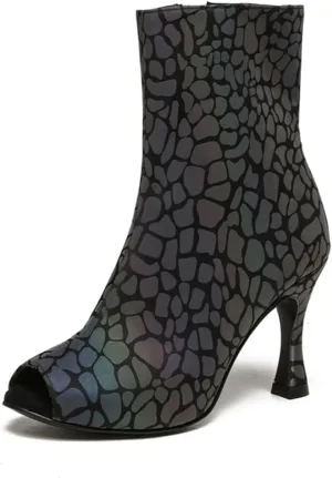Side Zip Closure Dance Shoes for Women Ballroom Party Bridal Wedding Stylish Stone Pattern Dance boots