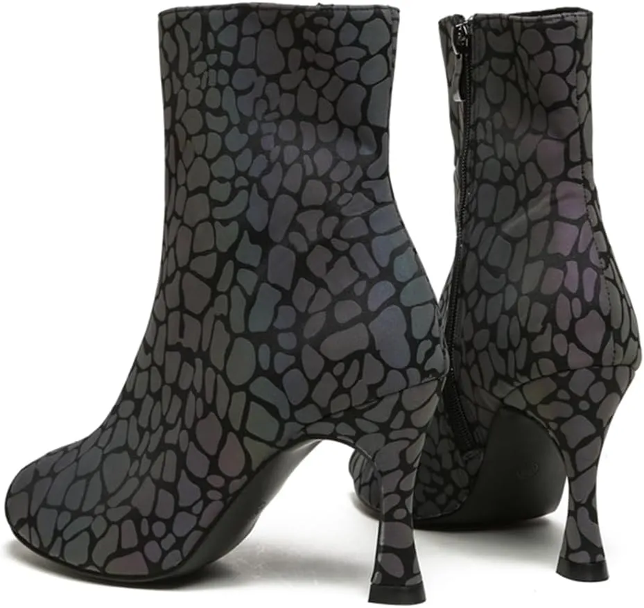 Side Zip Closure Dance Shoes for Women Ballroom Party Bridal Wedding Stylish Stone Pattern Dance boots