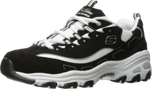 Skechers Women's D'Lites-Me Time Sneaker, Black/White, 8 W US